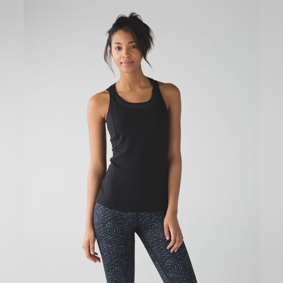 Lululemon Compassion Tank in black Strappy Athletic work out tank built in bra - Picture 2 of 15